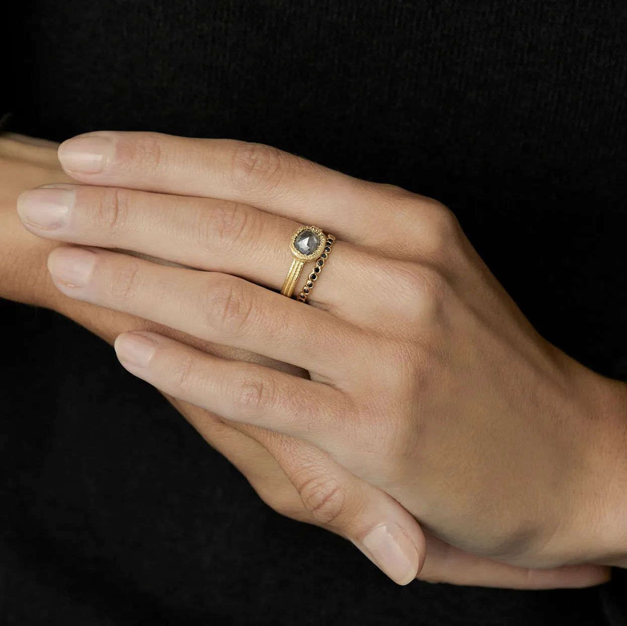 1.26 Carat One-of-a-Kind Rose Cut Grey Diamond Ring | DR97-OOAK