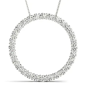 1.26 ctw Diamond Circle Necklace Pendant Shared Prong Set