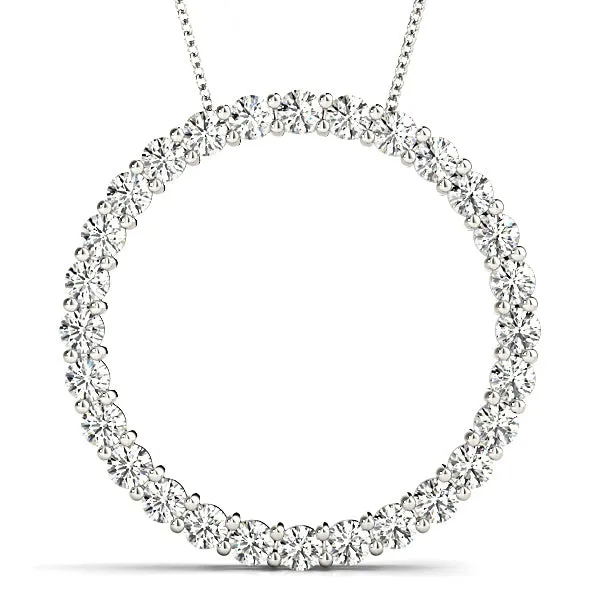 1.26 ctw Diamond Circle Necklace Pendant Shared Prong Set
