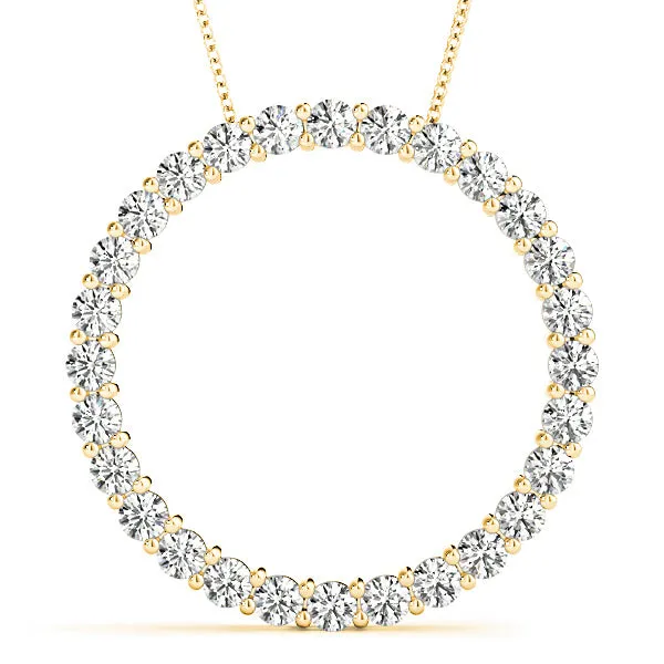 1.26 ctw Diamond Circle Necklace Pendant Shared Prong Set