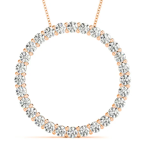1.26 ctw Diamond Circle Necklace Pendant Shared Prong Set