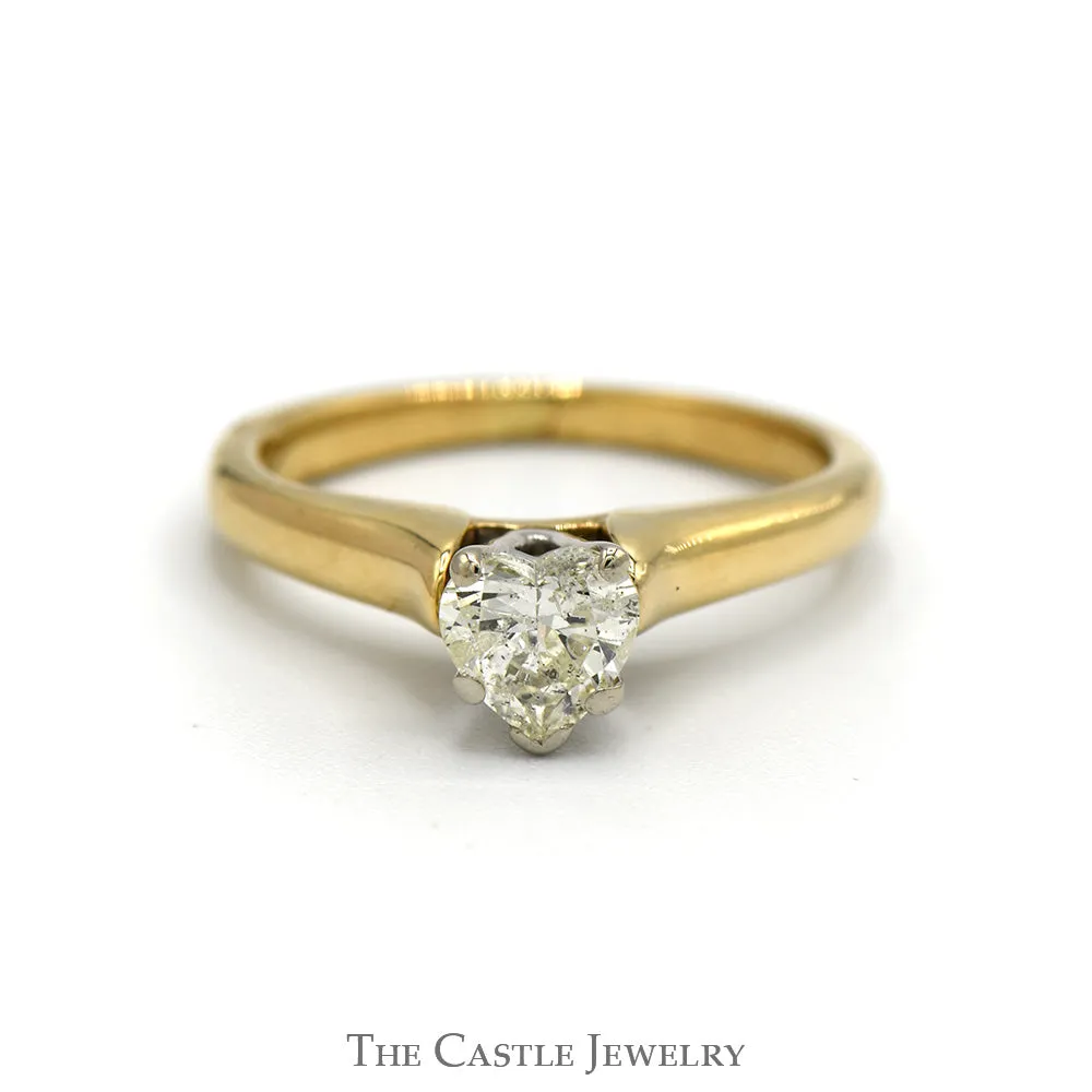 1/2ct Heart Cut Diamond Solitaire Engagement Ring in 14k Yellow Gold