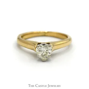 1/2ct Heart Cut Diamond Solitaire Engagement Ring in 14k Yellow Gold