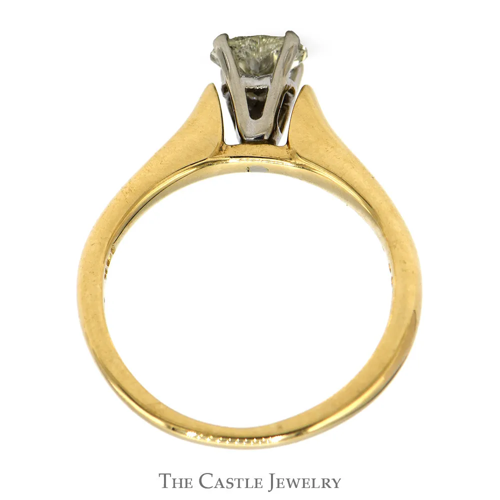 1/2ct Heart Cut Diamond Solitaire Engagement Ring in 14k Yellow Gold