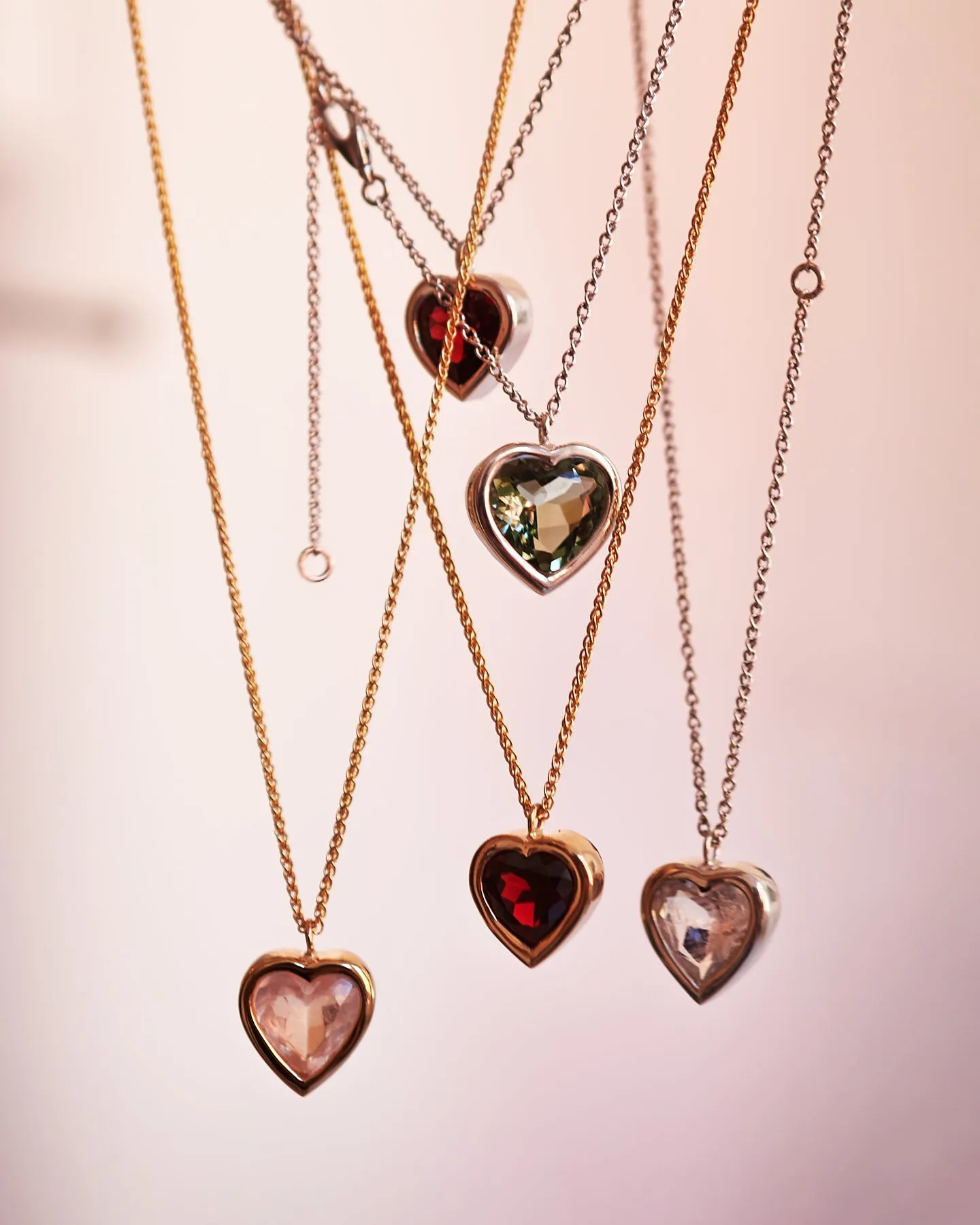 12mm Bezel Green Amethyst Heart Necklace