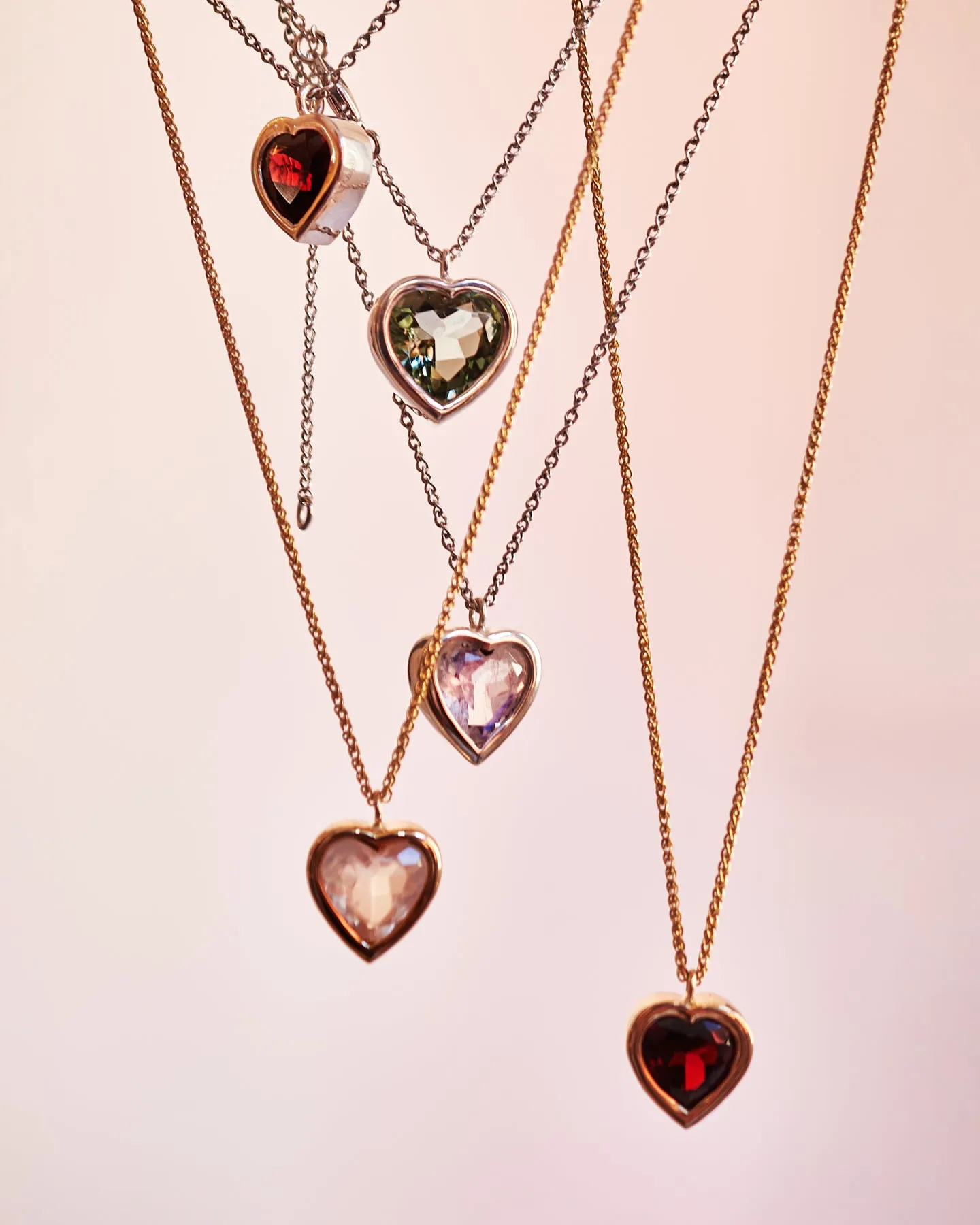 12mm Bezel Green Amethyst Heart Necklace