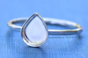 12x16mm Bezel Silver Pear Tear Drop Ring blank
