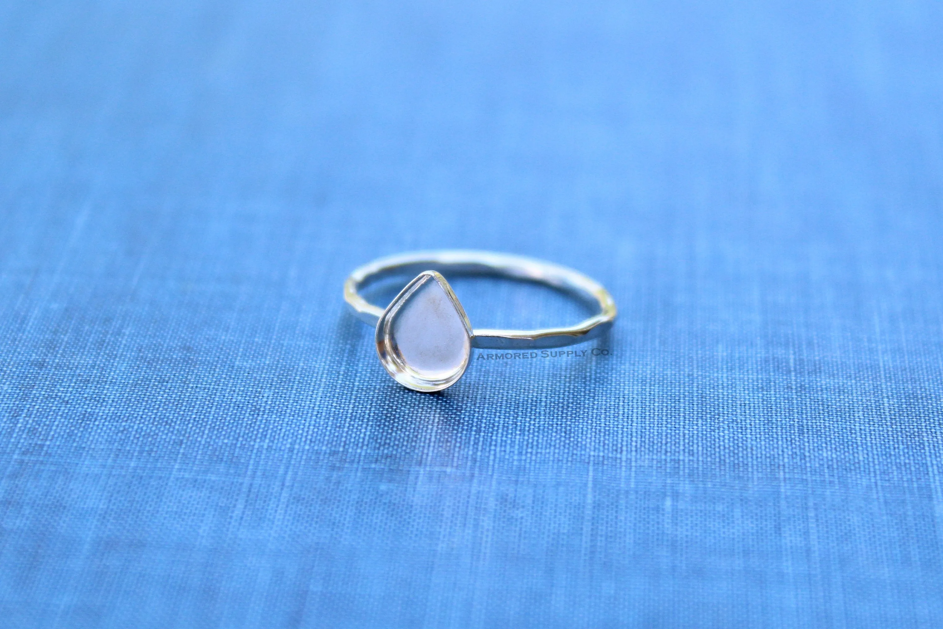 12x16mm Bezel Silver Pear Tear Drop Ring blank