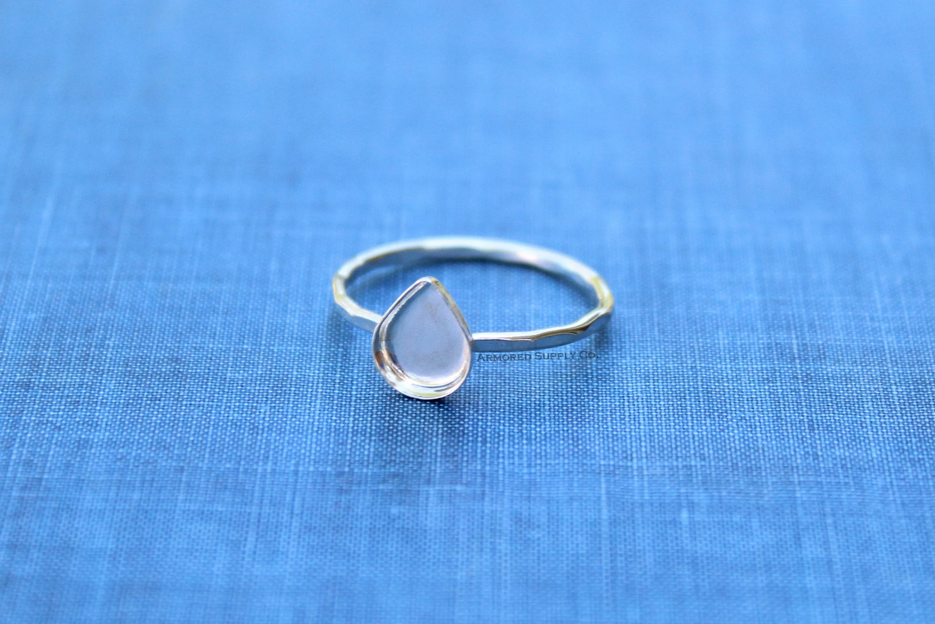 12x16mm Bezel Silver Pear Tear Drop Ring blank