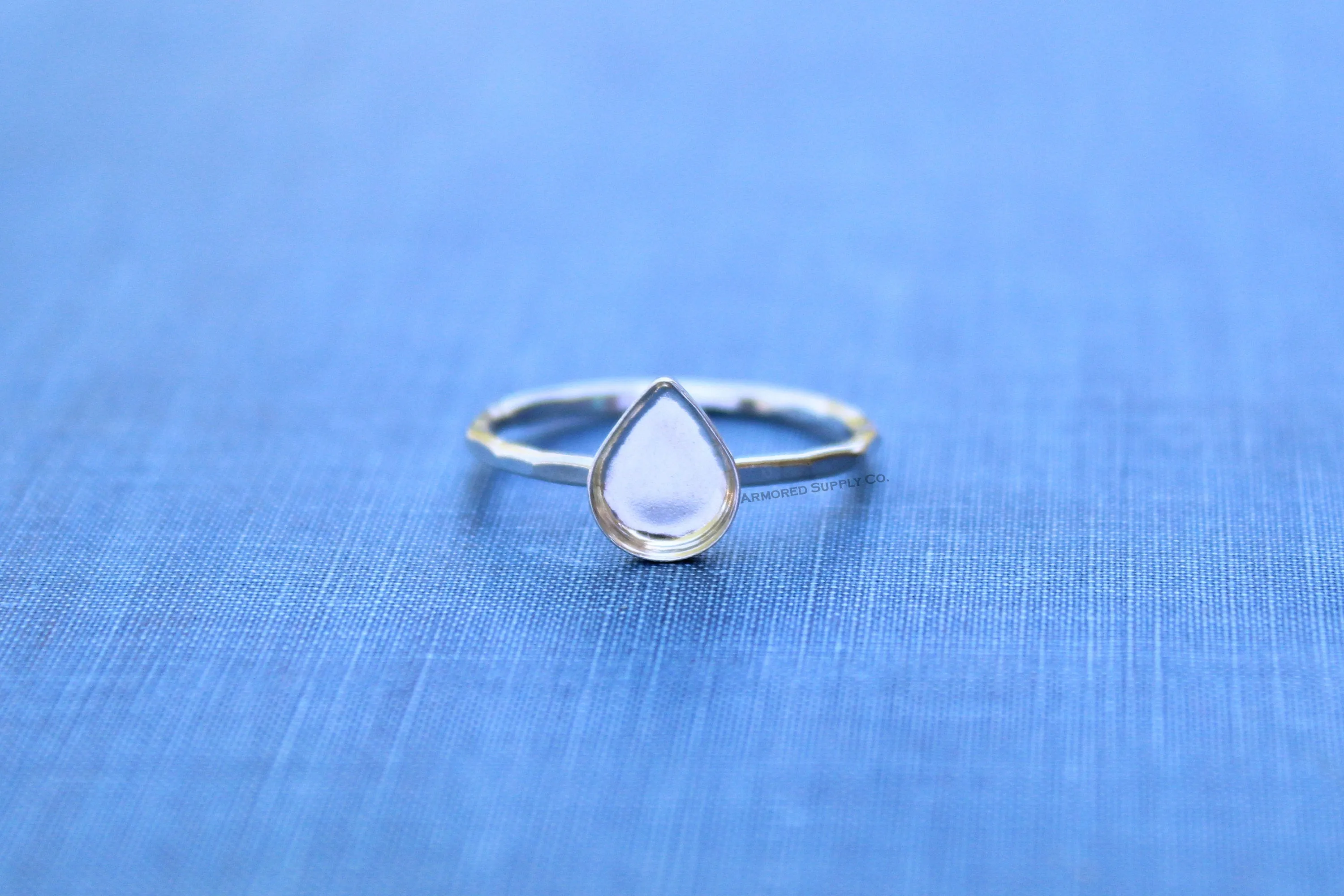 12x16mm Bezel Silver Pear Tear Drop Ring blank