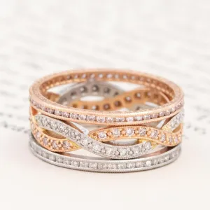 1.30ctw Fancy Pink and White Diamond Twist Band