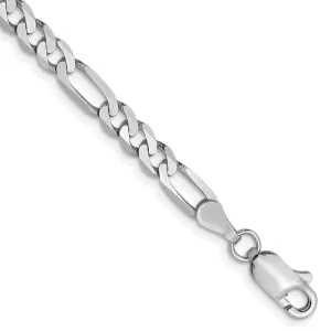 14K 4mm White Gold Flat Figaro Chain  Lobster Clasp