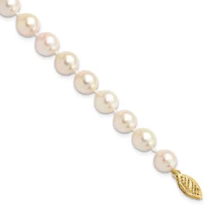 14k 7-8mm Round White Gold Saltwater Akoya Cultured Pearl Bracelet