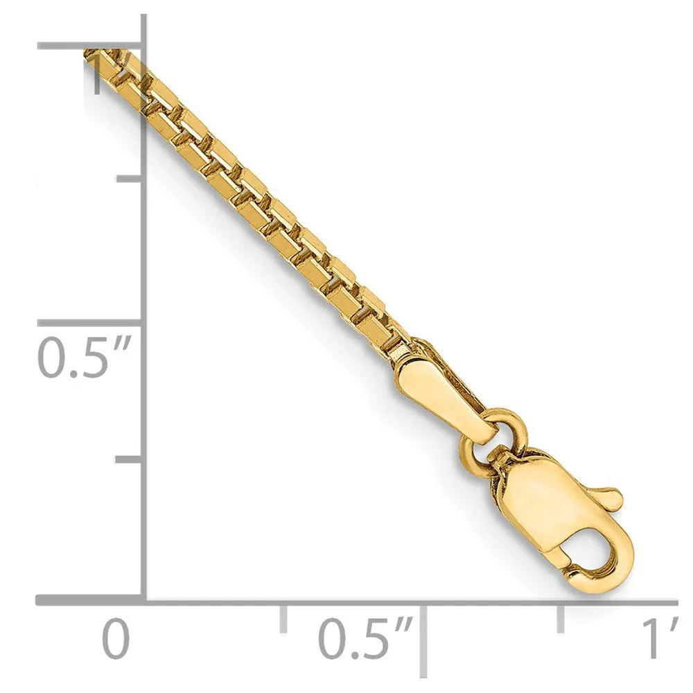 14K 7 inch 1.5mm Box with Lobster Clasp Bracelet