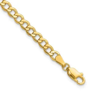 14K 8 inch 4.3mm Semi-Solid Curb with Lobster Clasp Bracelet