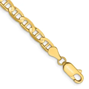 14K 9 inch 4.5mm Concave Anchor with Lobster Clasp Chain