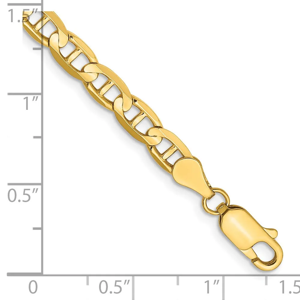 14K 9 inch 4.5mm Concave Anchor with Lobster Clasp Chain