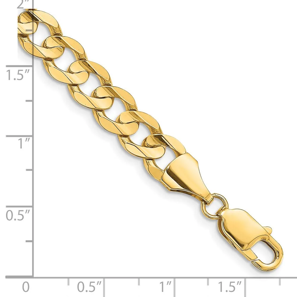 14K 9 inch 8.5mm Open Concave Curb with Lobster Clasp Chain