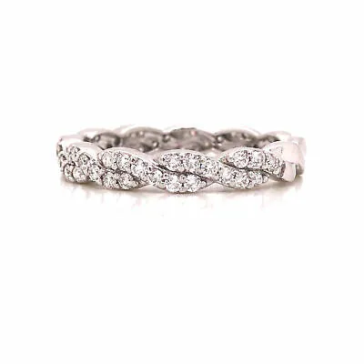 14K Diamond Twist Band White Gold