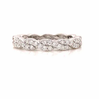 14K Diamond Twist Band White Gold