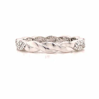 14K Diamond Twist Band White Gold