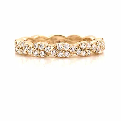14K Diamond Twist Band Yellow Gold