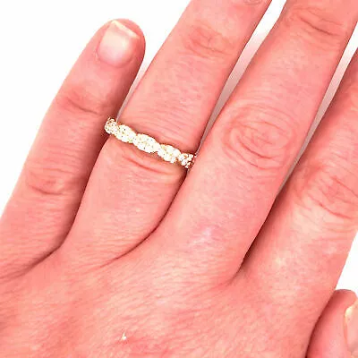 14K Diamond Twist Band Yellow Gold