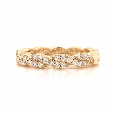 14K Diamond Twist Band Yellow Gold