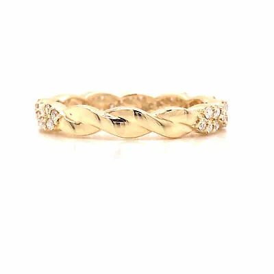 14K Diamond Twist Band Yellow Gold