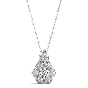 14K Flower Diamond Necklace / Pendant