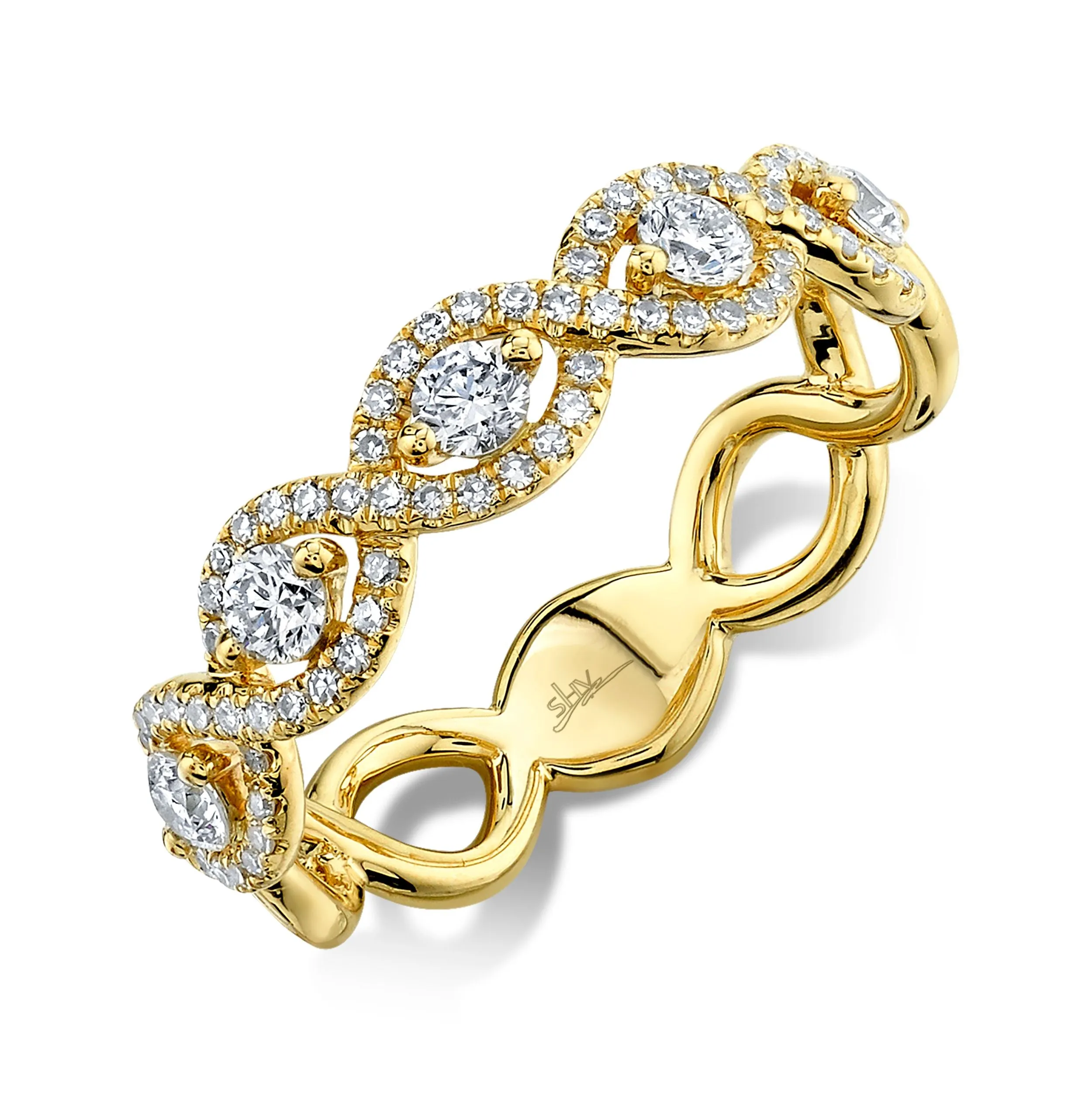 14K Gold 0.57 Carat Total Weight Diamond Twist Band