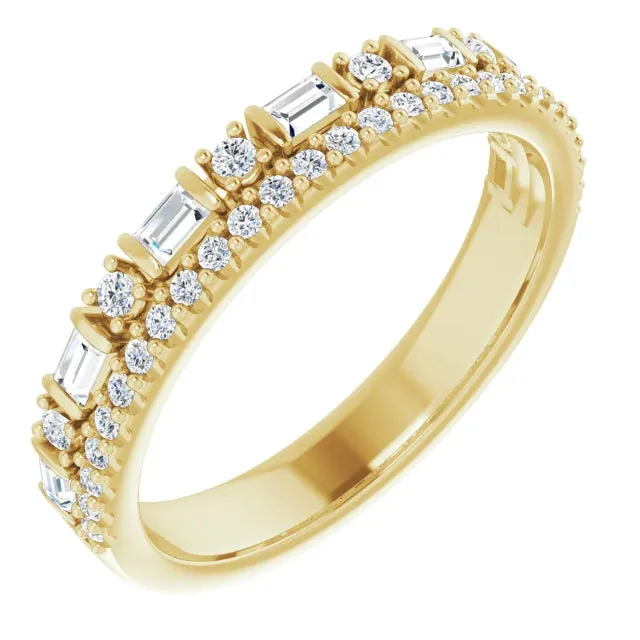 14K Gold 1/2 CTW Natural Diamond Double Row Anniversary Band