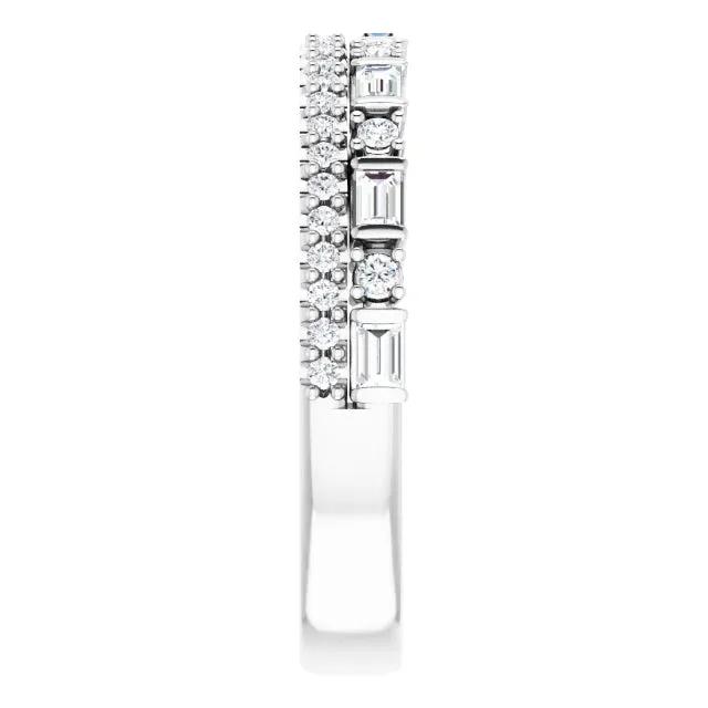 14K Gold 1/2 CTW Natural Diamond Double Row Anniversary Band