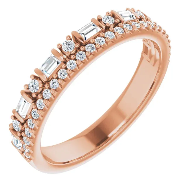 14K Gold 1/2 CTW Natural Diamond Double Row Anniversary Band