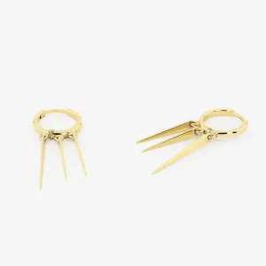 14K Gold Drop Trendy Spike Earrings