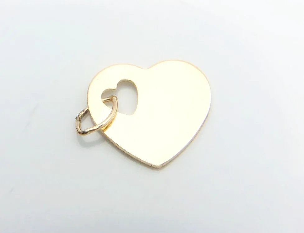 14k Gold Fill Heart Charm with Oval Jump Ring 11.8x10.8mm  (2478 C)