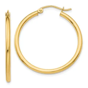 14K Gold Medium 2MM Tube Hoop Earrings