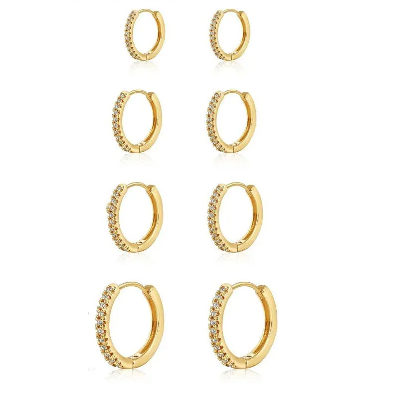 14k Gold Plated Hoop Earrings Set