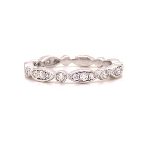 14K Marquise and Round Shape Band White Gold