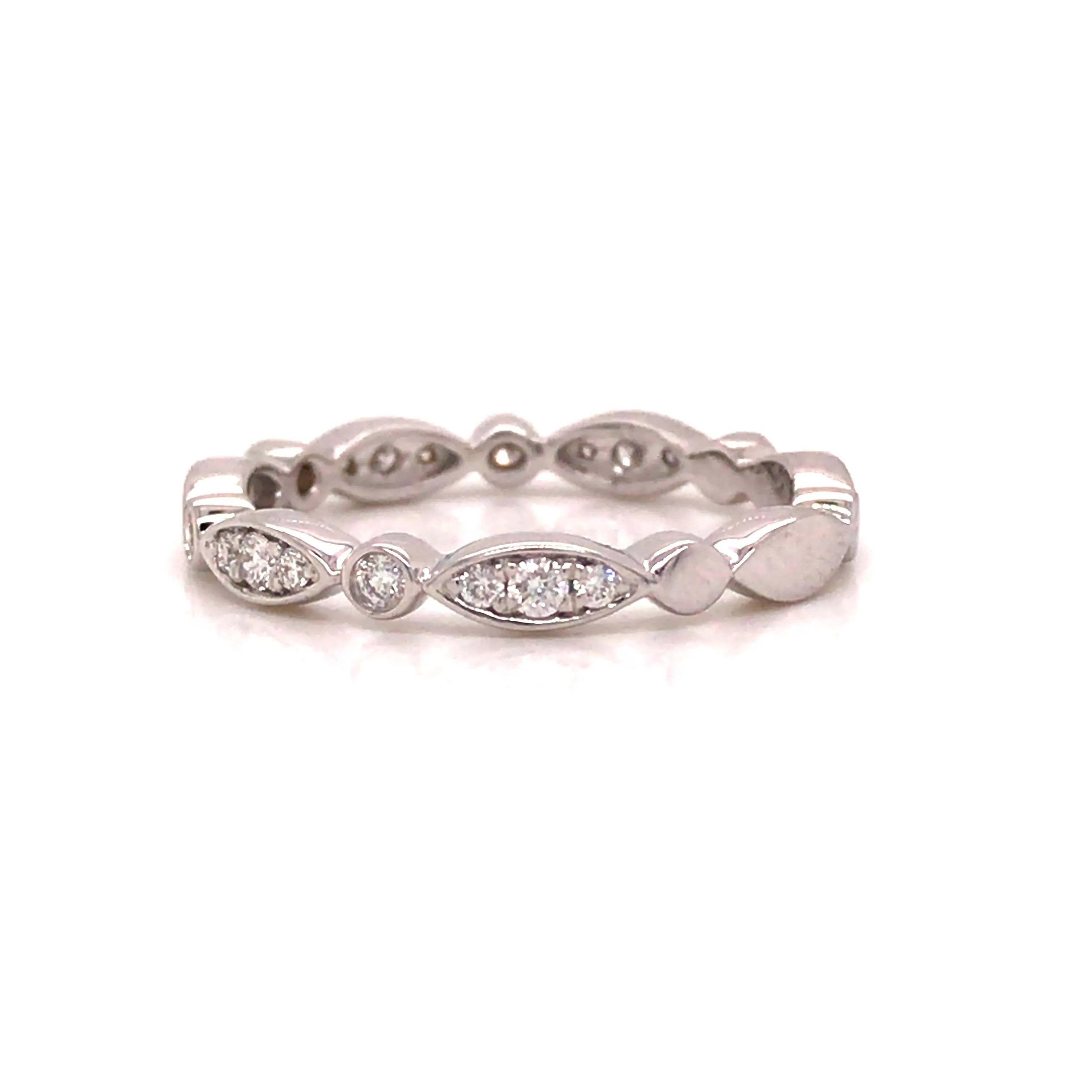 14K Marquise and Round Shape Band White Gold