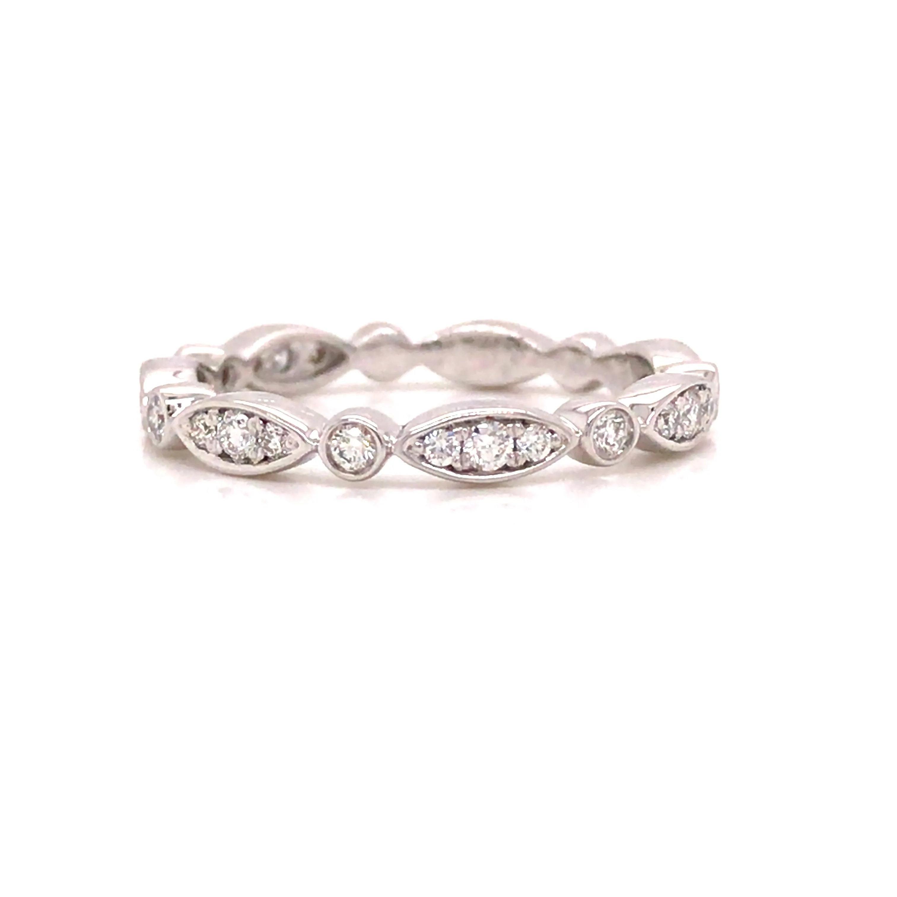 14K Marquise and Round Shape Band White Gold