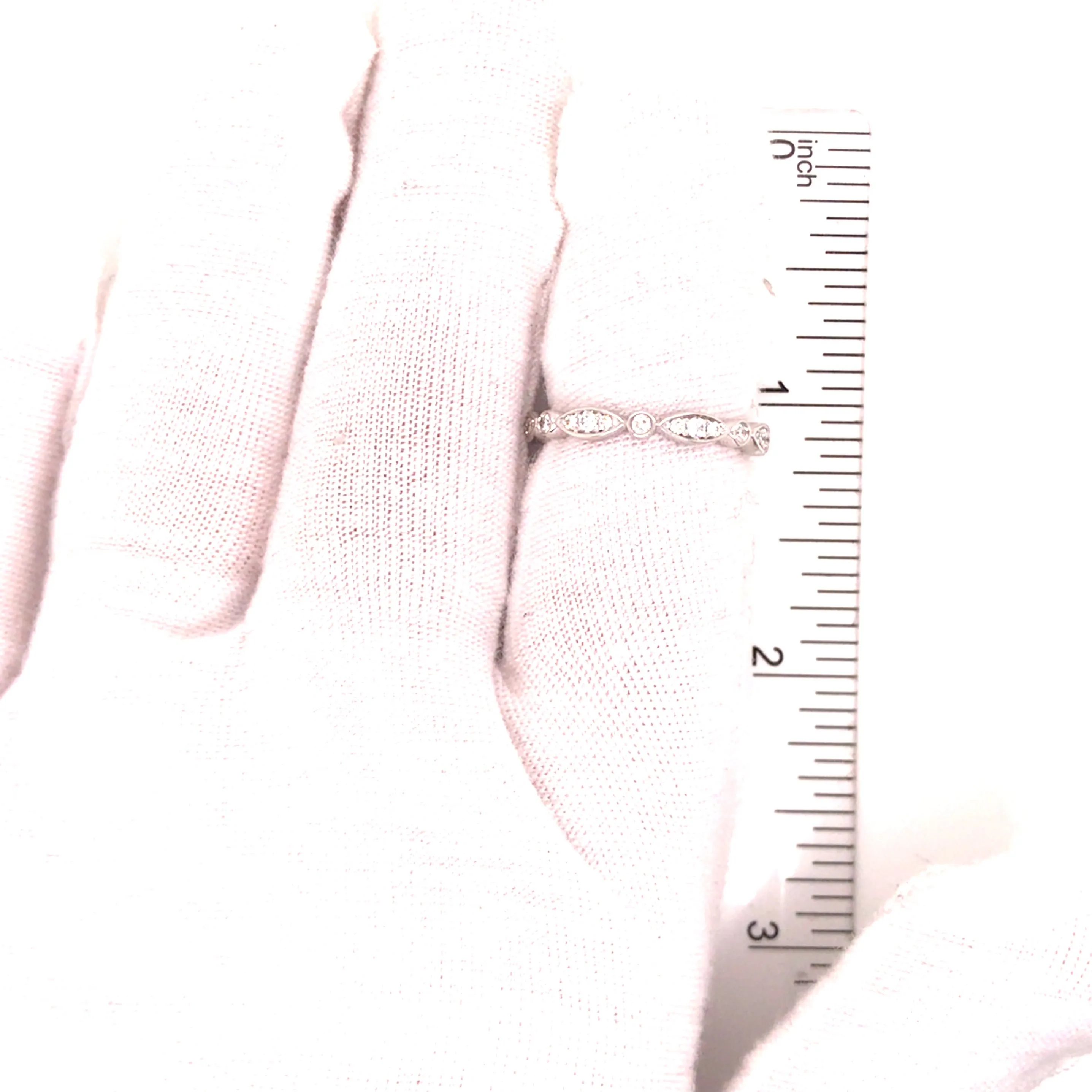 14K Marquise and Round Shape Band White Gold