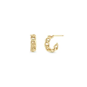 14k Medium Curb Chain Huggie Hoops