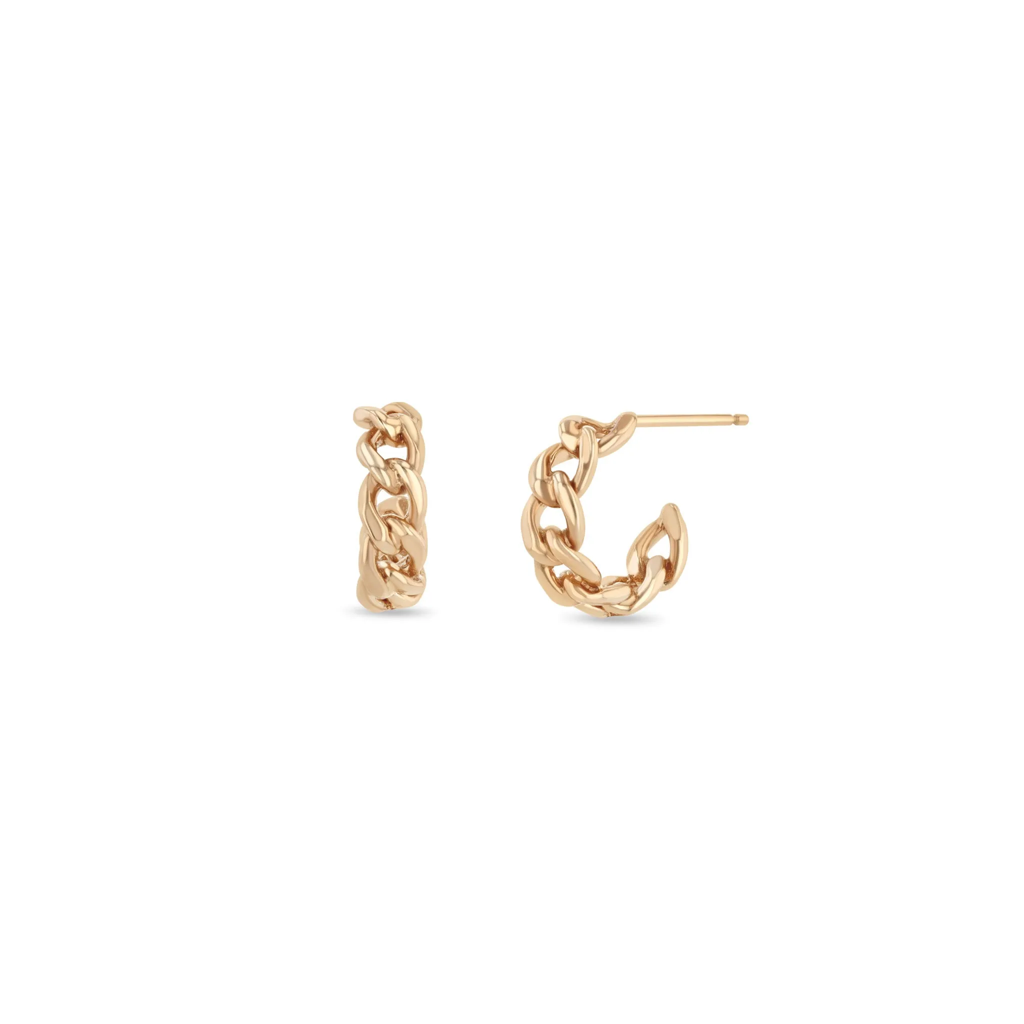14k Medium Curb Chain Huggie Hoops