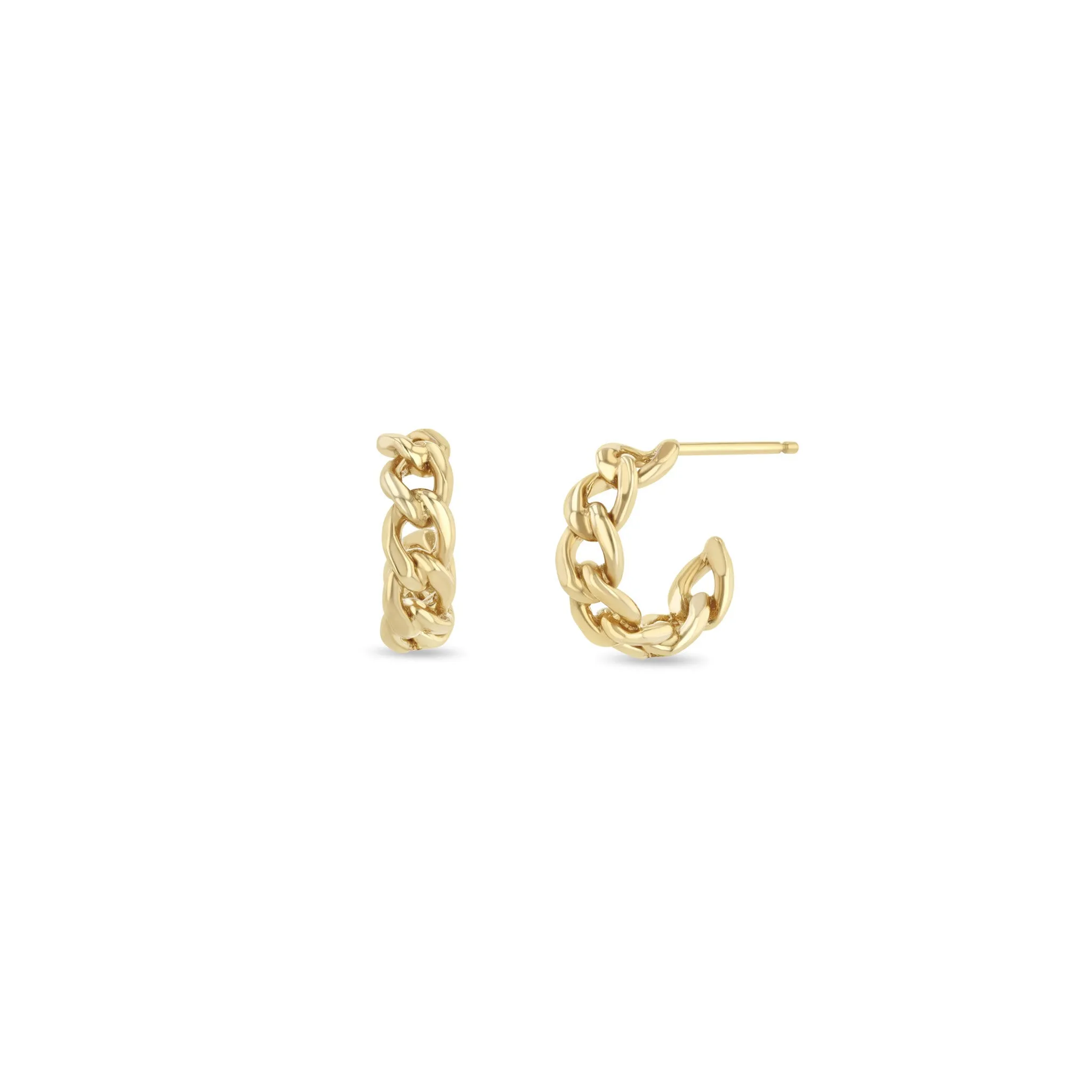 14k Medium Curb Chain Huggie Hoops