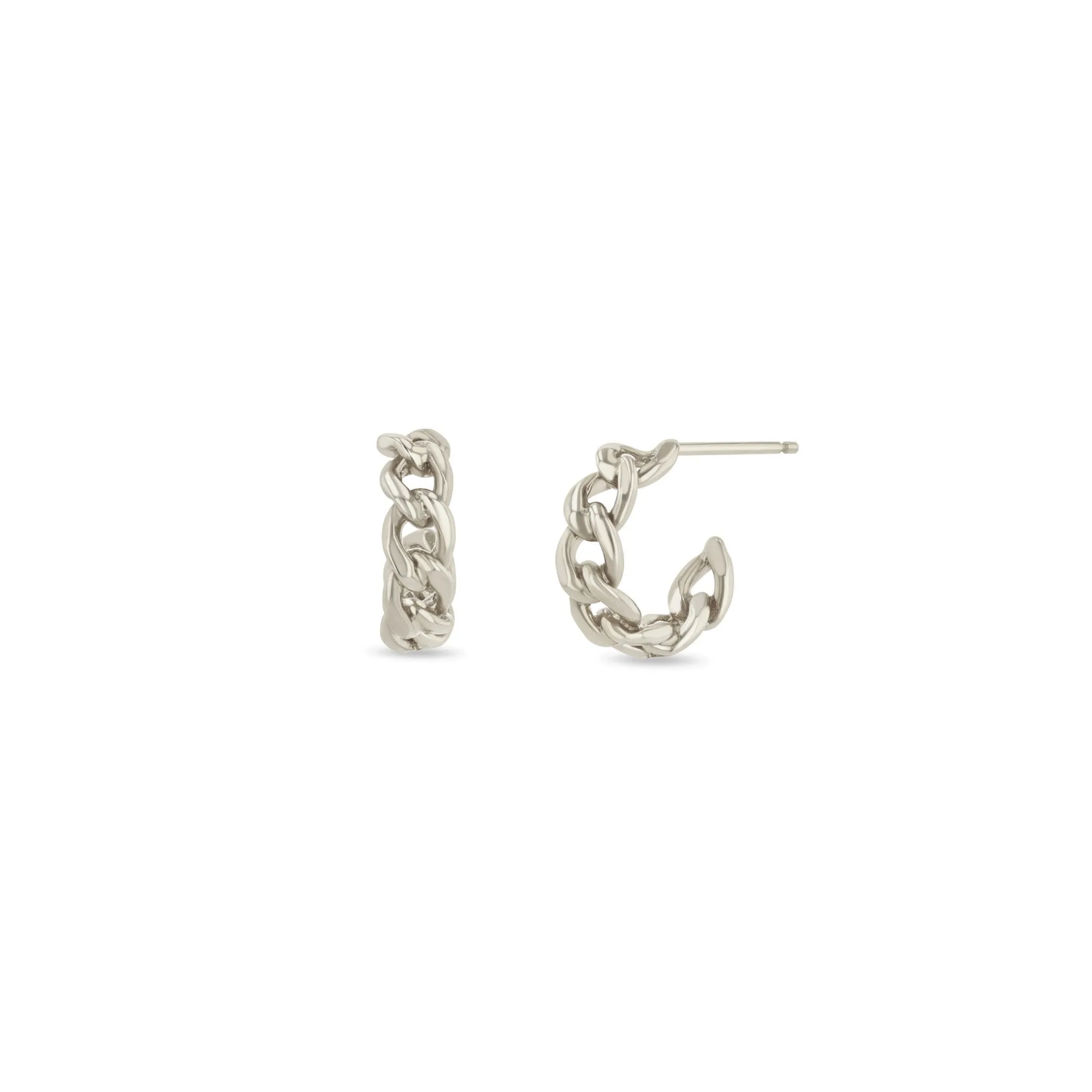 14k Medium Curb Chain Huggie Hoops