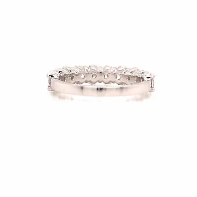 14K Oval Diamond Halfway Eternity Band White Gold