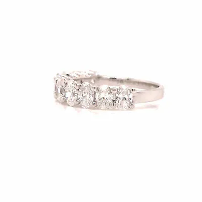14K Oval Diamond Halfway Eternity Band White Gold