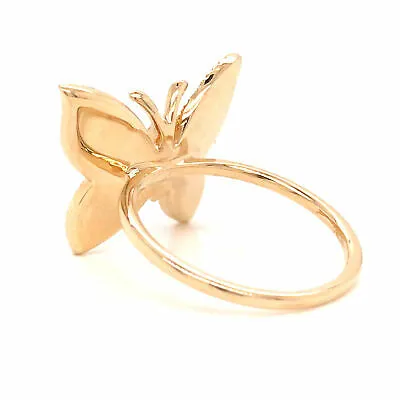 14K Pave Diamond Butterfly Ring Yellow Gold