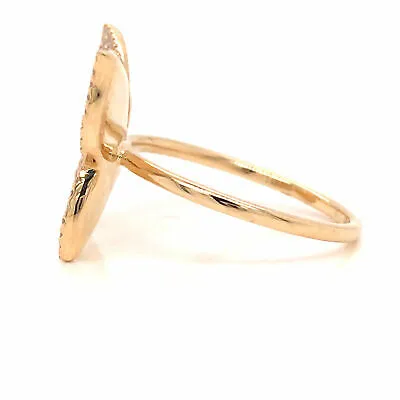 14K Pave Diamond Butterfly Ring Yellow Gold